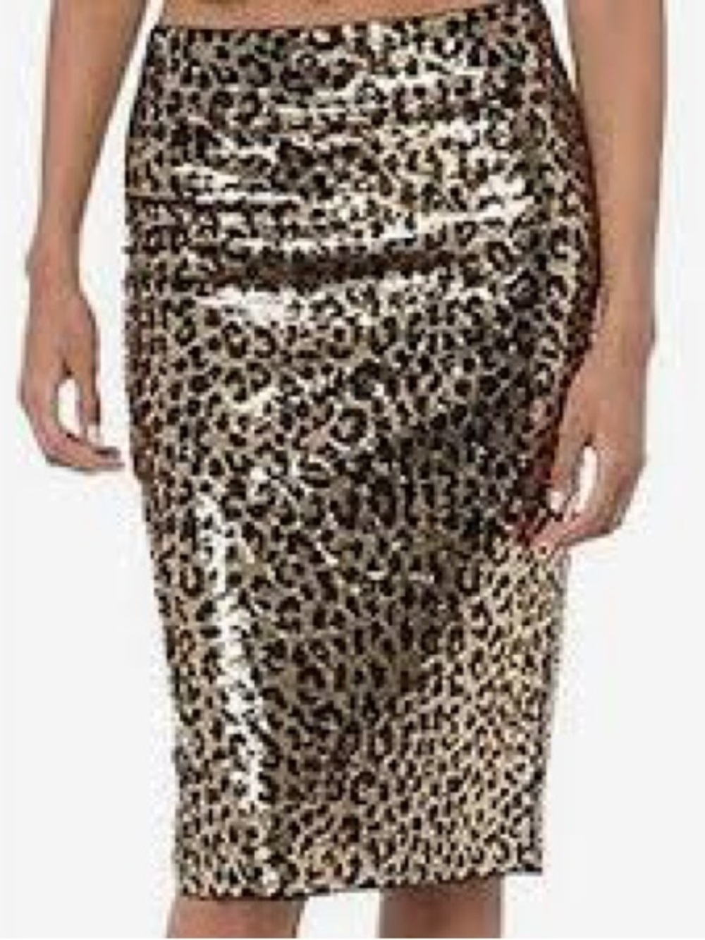 MICHAEL Michael KORS Stretches Sequin Animal Print Cheetah Pencil Skirt XXL NEW